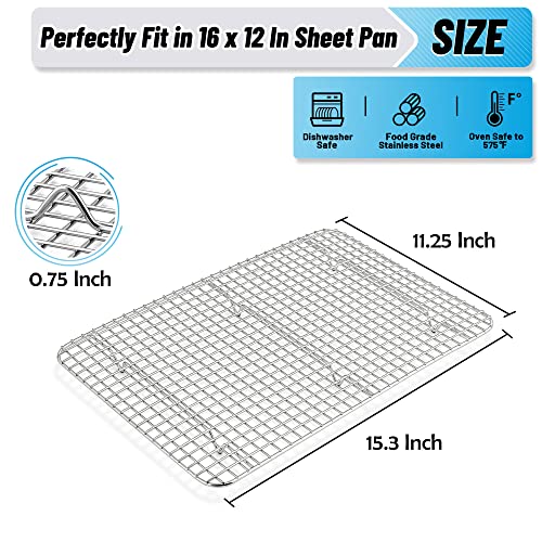 TeamFar Stainless Steel Cooling Rack 15.3x11.2 Inches - Heavy Duty Baking Grid Set of 2