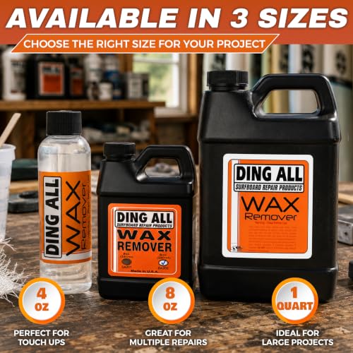 Ding All Scented Liquid Surfboard Wax Remover 8 oz - Easy Wax Removal for Surfboards - Cherry Scented