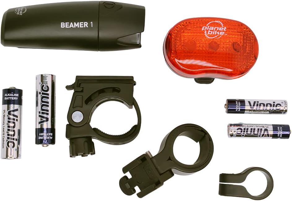 Planet Bike Beamer 1 & Blinky 3 Bike Light Set, White Head/Red Tail