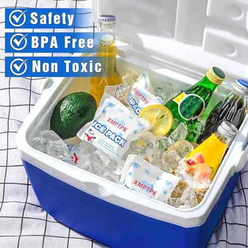 Ice Packs for Cooler, Lunch Boxes and Shipping, Slim Design Reusable Gel Freezer Packs for Frozen Food & Drinks, Camping, Picnic and Fishing