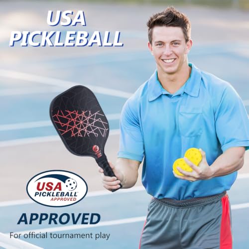 Coral Pickleball Paddles Set of 2 USAPA Approved - Lightweight, Durable