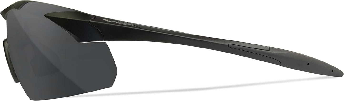 Wiley X Vapor Tactical Ballistic Shooting Sunglasses Matte Black Frame with Smoke Grey and Clear Lens Shields