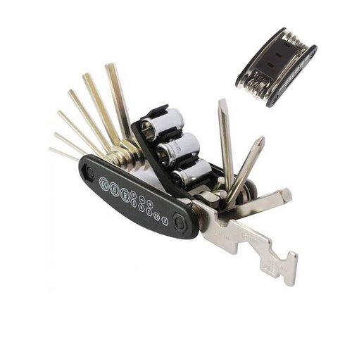 Mocaboutu 16 in 1 Bike Repair Tools Kit - Compact Design, Multifunctional Bicycle Repair Tool Set for Tire, Chain, Spoke, and More - Multifunctional Folding Bicycle Repair Combination