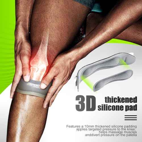 2 Pcs Silicone Patellar Tendon Support Strap Ergonomic Pad for Patellar Tendon Support Adjustable Non-slip Patella Band Stabilizer Knee Brace for Jumpers Knee Tendonitis Ball Sports