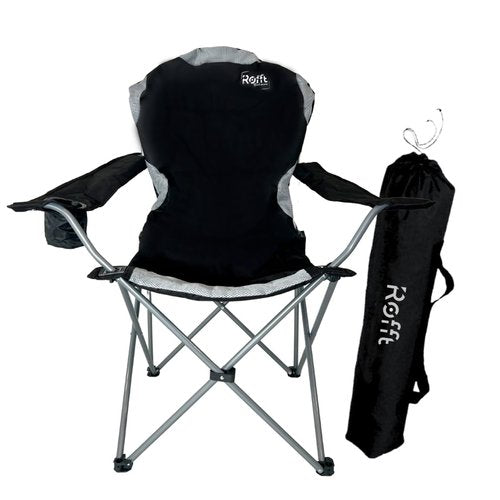ROFFT Camping Folding Chairs | Heavy Duty | Supports 250 LBS | Steel Frame | Collapsible with Cup Holder | High Back | 21" D x 36" W x 42" H