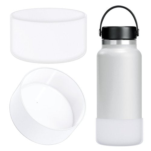 Linkidea Water Bottle Boot Compatible with Hydro Flask Wide Mouth Flex Cap/Straw Lid/Chug Cap 32oz/40oz, Silicone Bottle Bottom Sleeve Cover Protector, Bottle Bumper (Clear / 2 Pack)