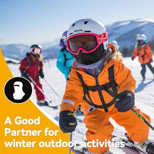 Kids Balaclava Ski Mask- Thermal Fleece Full Face Cover Winter Balaclava with Movable Face Part for Skiing Skating Cycling