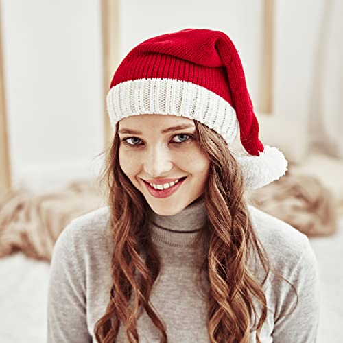 Women's Santa's Knit Beanie - Holiday Winter Hat, Soft Family Matching Xmas Gift - Adult