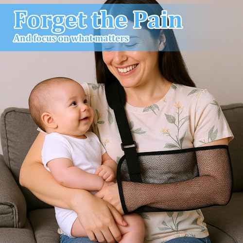 Mesh Arm Shoulder Sling, Breathable Shoulder Immobilizer Shower Adjustable Suitable for Left And Right Arms Comfort Type Men Women Elbow Wrist (Black)