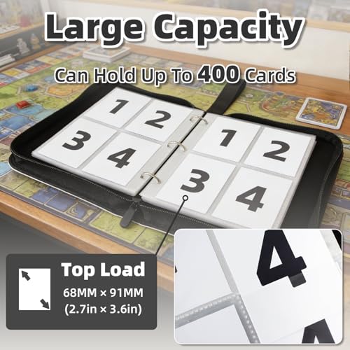 Multicolor Card Binder 4-Pocket Design 400 Card Capacity for Trading Cards