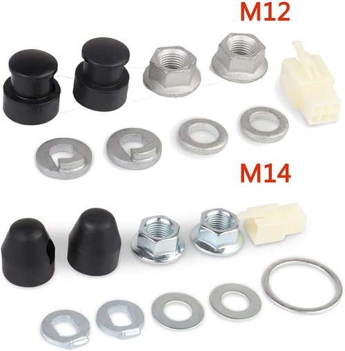 WsjiaboFux 1 Set E-Bike Hub Motor Axle E-Bike Electric Bicycle Hub Motor Axle M12 Front Lock Nut/Lock Washer / /Nut Cover with 12mm Shaft Hubs Wheels and Accessories