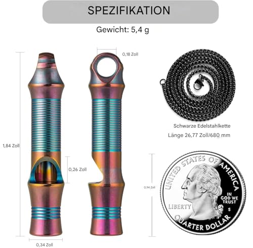 Titanium Emergency Whistle with Lanyard - 120dB Loud Safety Signal for Outdoors & Pets - Purple 1-Pack