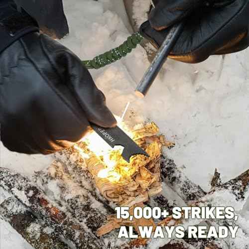 Fire Starter Ferro Rod, 4 Inch Flint and Steel Survival Kit, Flint Fire Starter for Camping and Hiking, 6-in-1 Emergency Survival Fire Steel, Magnesium Fire Starter | Hkoper