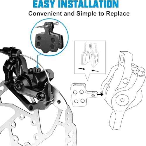 Bike Brake Pads with Installation Tool, High-Performance Brake Pads, Disc Brake Pads & Spring (Semi-Metallic&Resin) for Mountain Bike Disc Brakes