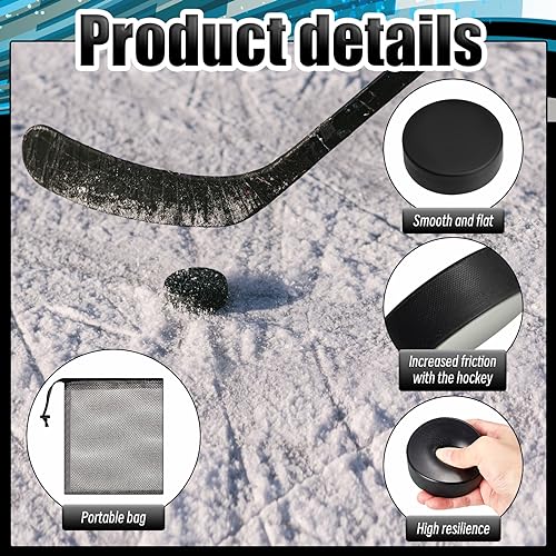 Foam Hockey Pucks Set - 6 Pieces with Mesh Bag - Classic Black / 10 Variation
