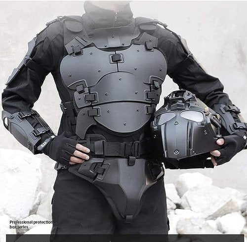 Zhongren Airsoft Vest Armor Cosplay Vests Adjustable Tactical Molle Chest Protector Set Paintball Combat Gear Costumes(Black)