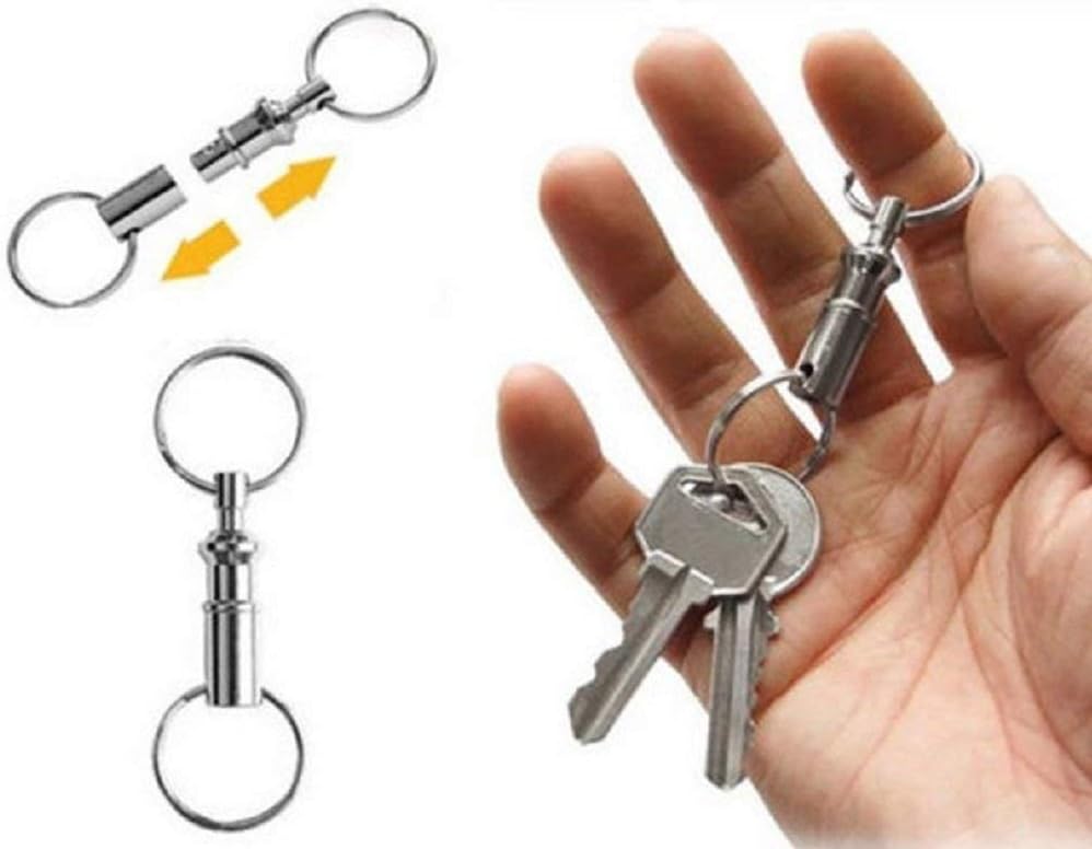 3 Pack Quick Release Detachable Pull Apart Key Rings Keychains,Double Spring Split Snap Seperate Chain Lock holder Convenient Accessory Gift (3Pack)