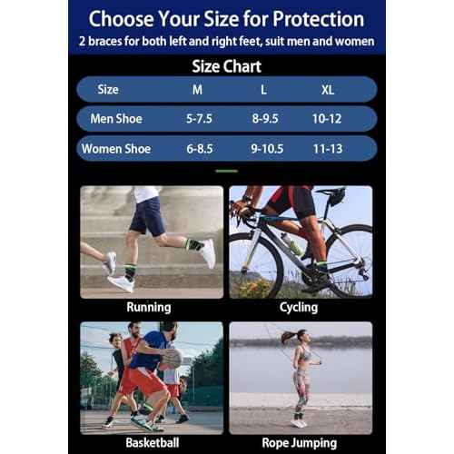 Ankle Braces for Men & Women, 2 pcs Ankle Compression Sleeve Plantar Fasciitis Brace Plantar Fasciitis Relief, Arch Support Socks Ankle Sleeve Ankle Brace for Sprained Ankle (Black, Large)