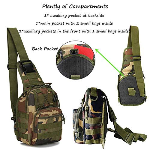 Jungle Camouflage Tactical Shoulder Sling Bag for Outdoor Travel & Hiking
