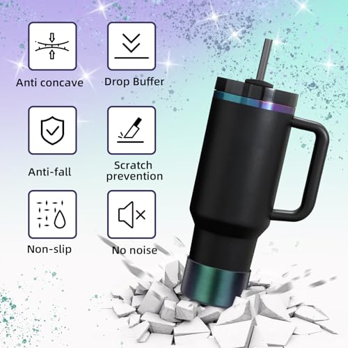 Glossy Gradient Silicone Boot, Compatible with Stanley H2.0 20-40oz & IceFlow 20-30oz, Chameleon Metallic Shimmer Cup Sleeve Protector for Hydroflask and Bottle Bottom with 2.8-3in