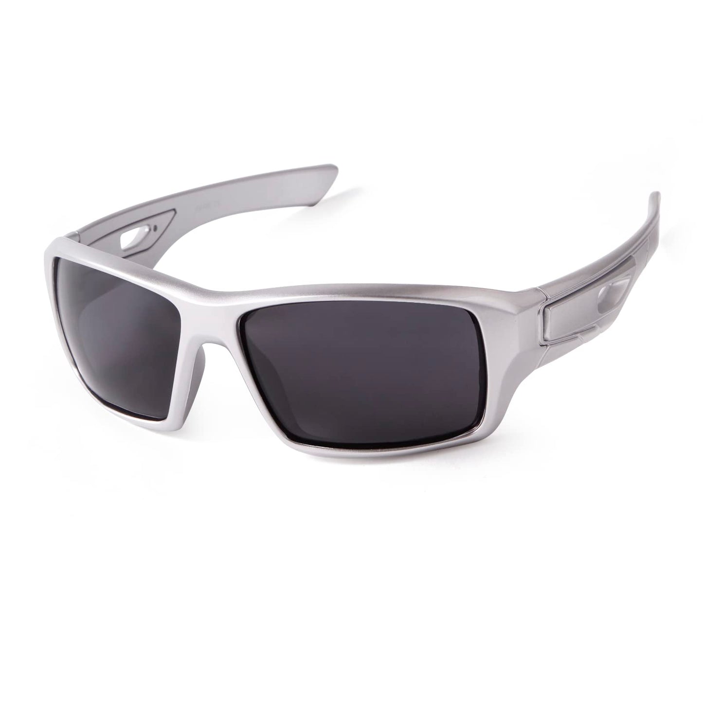 ADE WU Polarized Sports Sunglasses for Men Women, Trendy Rectangle Sunglasses Mens Designer Eyewear (Silver/Grey)