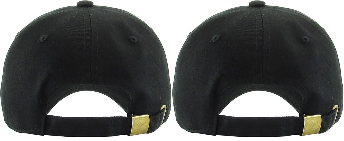 KBETHOS Classic Cotton Dad Hat Bundle Adjustable Unconstructed Plain Cap (One Size, Black + Black (2 Pack))