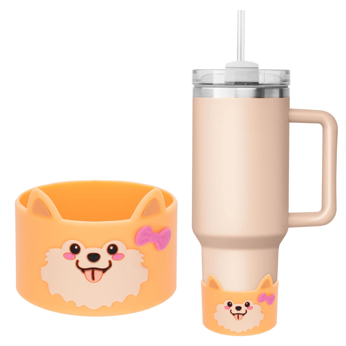 AGIFTMIND Silicone Boots for Stanly Cup 20/30/40 oz, Bottom Protector for Tumblers, Animal-Themed Boot for Stanly Cup Accessories (1P, OrangeDog)