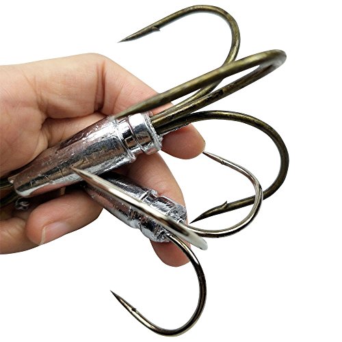 Weighted Snagging Fishing Hooks Set - 8/0 2 Pieces, 5 Sizes for Bait & Catching Fish