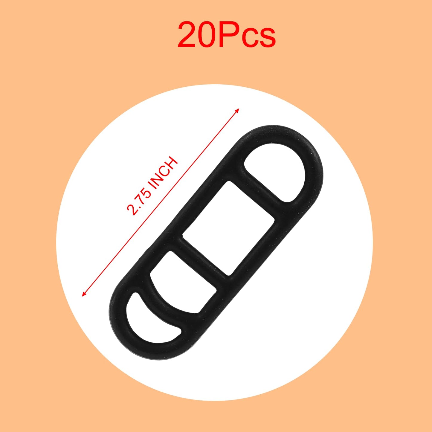 Hitefu 20PCS Bike Silicone Mount Band, Black Bicycle Light Silicone Straps, Cycling Bicycle Light Rubber Band Straps, 70 x 24 mm