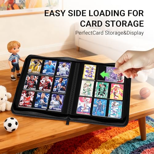 Premium 9 Pocket Trading Card Binder with Zipper - Card Collection Album for TCG, MTG, Sports Cards, Green