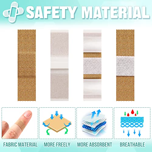 Funtery 200 Pcs Fabric Bandages 0.59" X 1.77" Rectangle Flexible Adhesive Small Face Bandages with Non Stick Pad Latex Free Oval Spot for Skin Wound Care