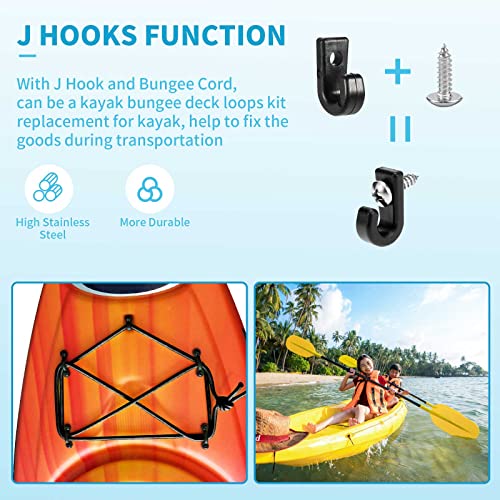 Kayak Deck Rigging Kit 8 Feet Bungee Cord with Hooks, Tie-Downs & Ends - Marine Grade