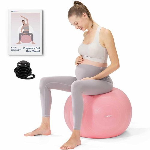 YOTTOY Birthing Yoga Ball, 1.8mm Thick Pregnancy Exercise Ball for Labor Preparation & Maternity Physiotherapy, Includes Pump