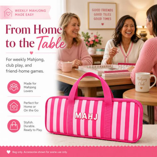 Light Pink Mahjong Rack Bag for Storage of Racks and Pushers - 19.7 x 6.3 x 2.4 Inch