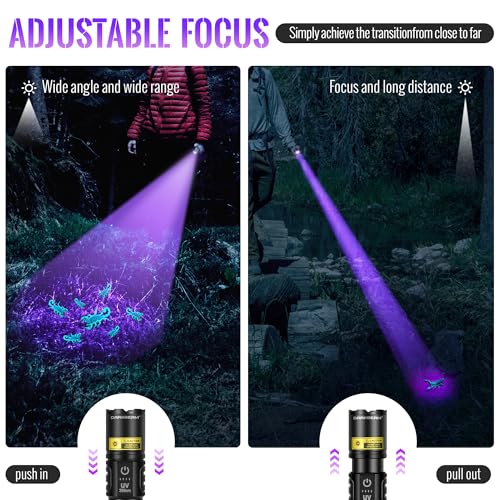 UV Blacklight Flashlight 395nm with White LED - Dual Mode, Rechargeable, Pocket Size - Variation: White + UV 395nm (Violet) 2 Pack