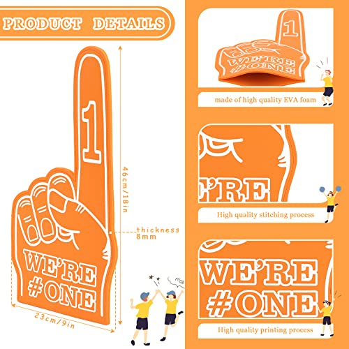 Orange Foam Finger 18 Inch We're # One Cheerleading Hand Sports Spirit Support