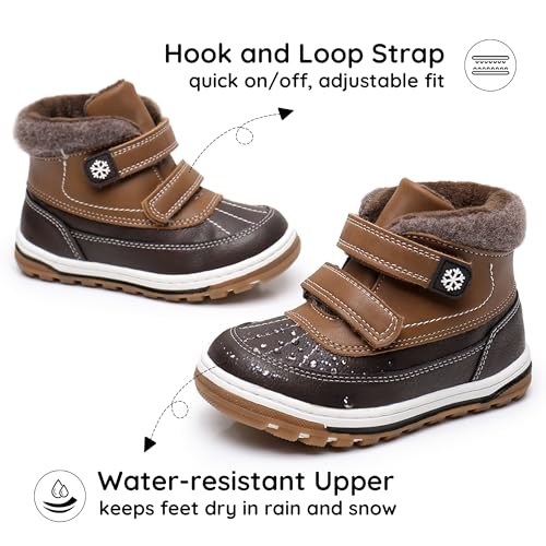 Toddler Boys Girls Ankle Boots - Fall & Winter Shoes, Dark Brown 6