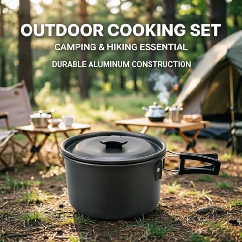 Lightweight 2.1Qt Camping Pot with Foldable Handle - Hard Anodized Aluminum