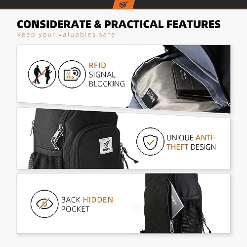 SKYSPER RFID Crossbody Sling Bag for Travel Hiking Women Men Black