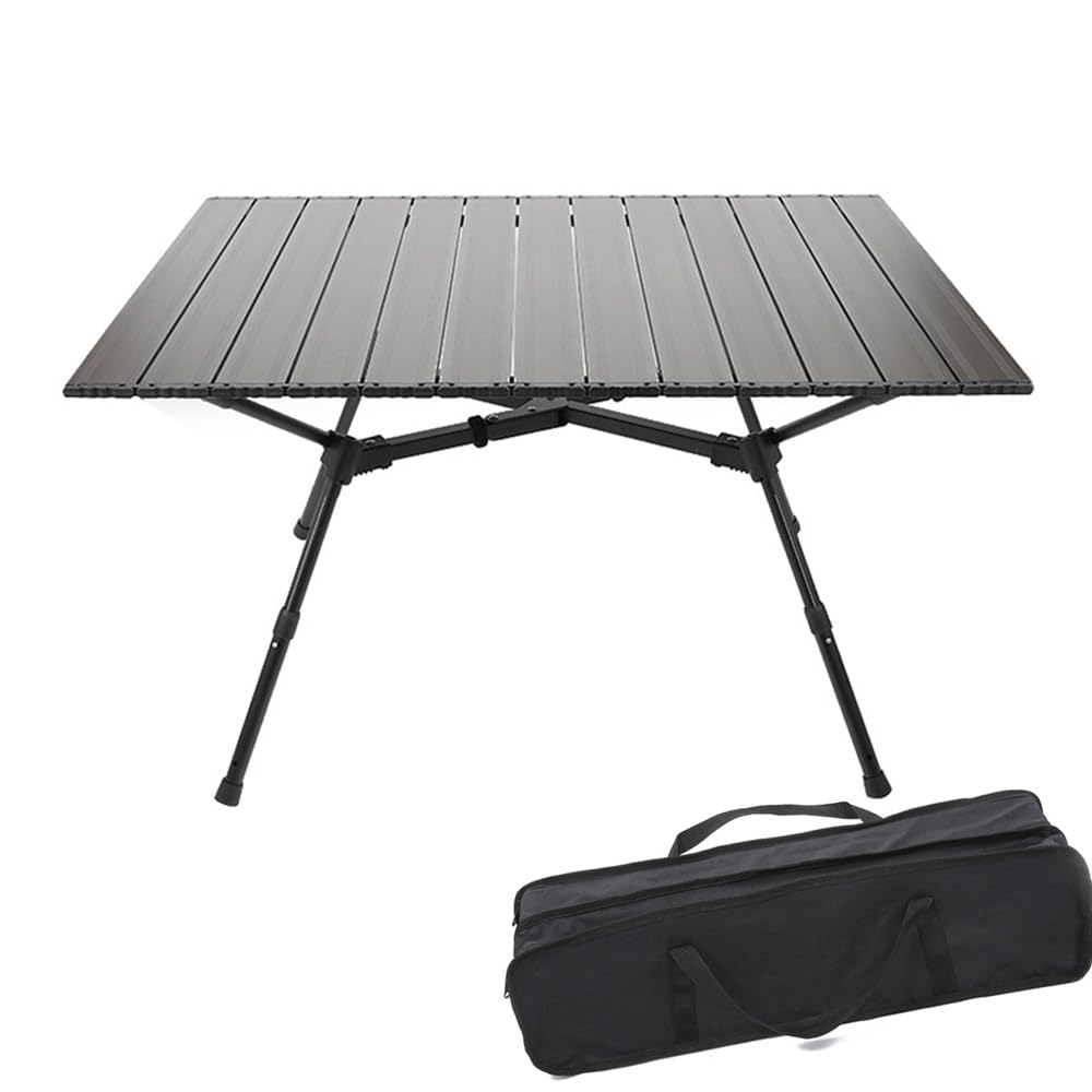Height Adjustable Folding Camping Table Outdoor Lightweight Aluminum Tables of 4 Positions Ultralight Aluminum Frame Compact with Carry Bag for Camp, Beach, Picnic