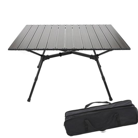 Height Adjustable Folding Camping Table Outdoor Lightweight Aluminum Tables of 4 Positions Ultralight Aluminum Frame Compact with Carry Bag for Camp, Beach, Picnic