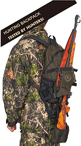 TOURBON Hunting Backpack with Rifle Holder, Small Outdoor Day Pack for Hunting Accessories Fishing Hiking Camping (Green)
