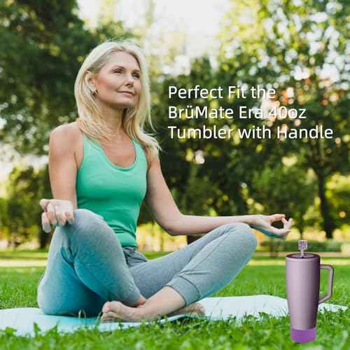 Silicone Boot and Rhinestone Magnetic Straw Cover Cap Compatible with Br?Mate Era | Anti-Slip Silicone Protector for 40 oz Tumbler with Handle | Accessory Set for Stainless Steel Drinking Cup