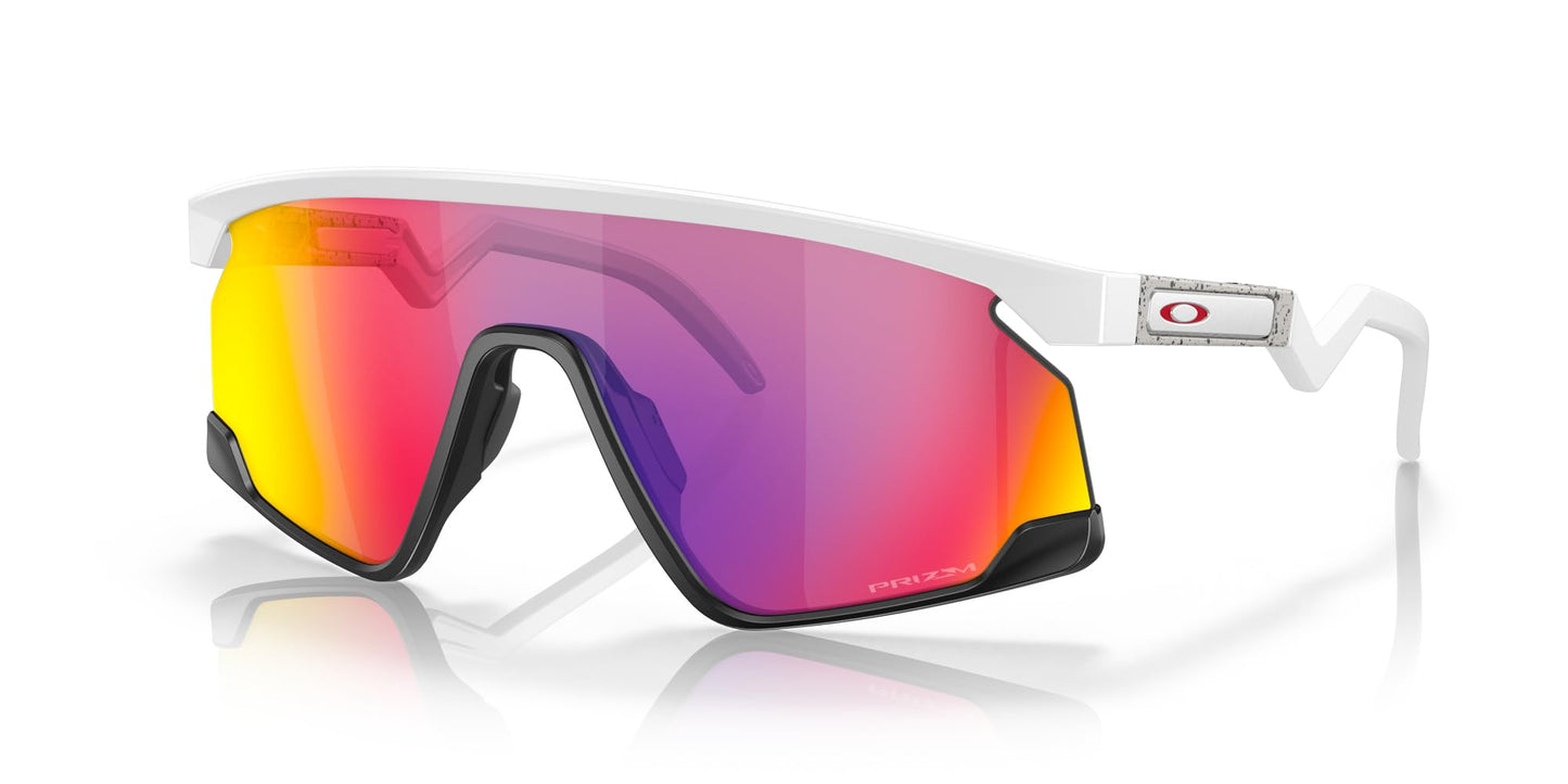 Oakley OO9280 BXTR Polarized Rectangular Sunglasses, Matte White/Prizm Road, 39 mm