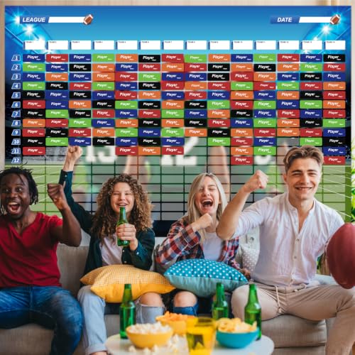 Football Draft Board 2026 - 5ft x 3.3ft for 14 Teams & 20 Rounds, Includes Labels