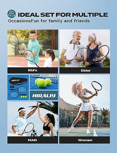 HIRALIY 27-Inch Tennis Racket Set for Adults with Ball & Carry Bag - Black