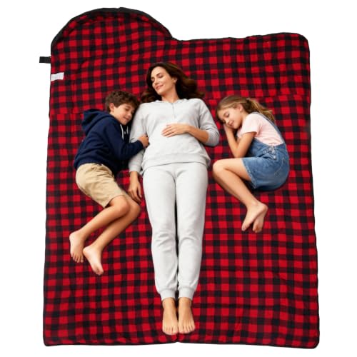 Red Sleeping Bag - 41-59℉ Flannel Camping Sack for Adults, XXL, 3-4 Seasons
