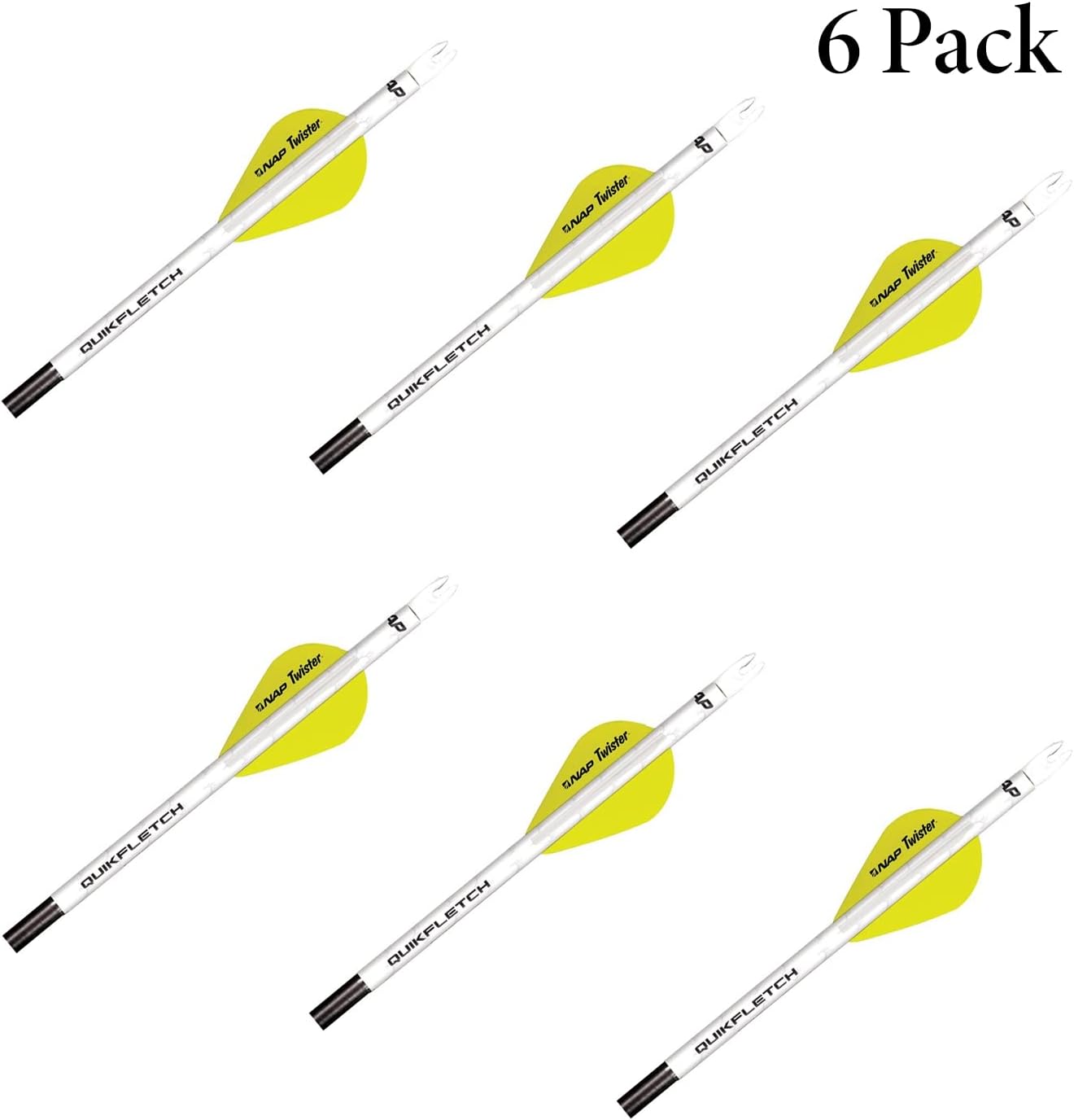 New Archery Products Quikfletch Twister 2" 3-Vane Stabilizing Fletching for Increased Accuracy of Compound Bow Arrows & Crossbow Bolts - 6 Pack