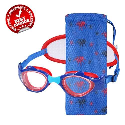 Kids Swim Goggles No Hair Pull£¬Kids Goggles Fabric Strap, Swimming Goggles with Case for Children Boys Girls
