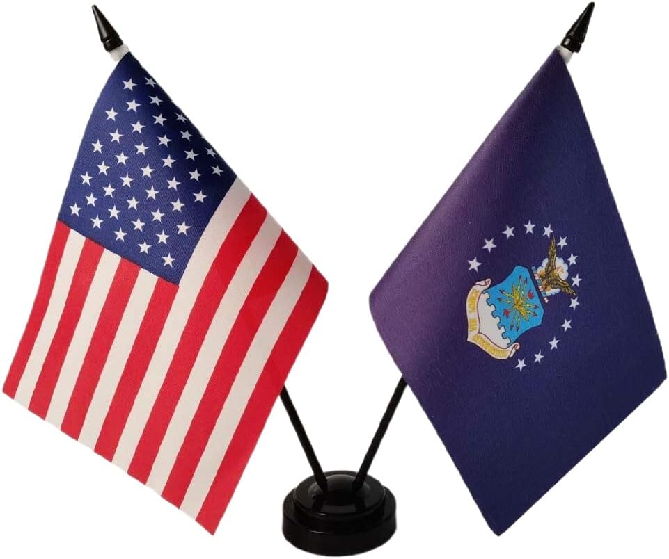 America & Pow Mia Twin Desk Flag, U.S. Pow Mia and American Table Flag, 8 x 5 Inches - You are Not Forgotten Prisoner of War Flags Army Military Pow Flags